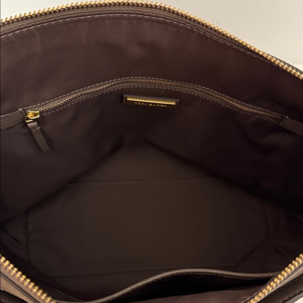 Tory Burch Carson Top Handle Hobo Soft Pebbled Leather Bag Gray Taupe NWOT’s - Picture 8 of 10